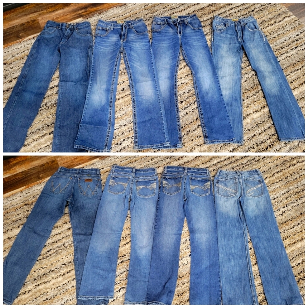 4 pair of Boys Wrangler Jeans Sz 16 Slim